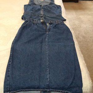 Denim vest and skirt; vest sz XL; skirt sz 14